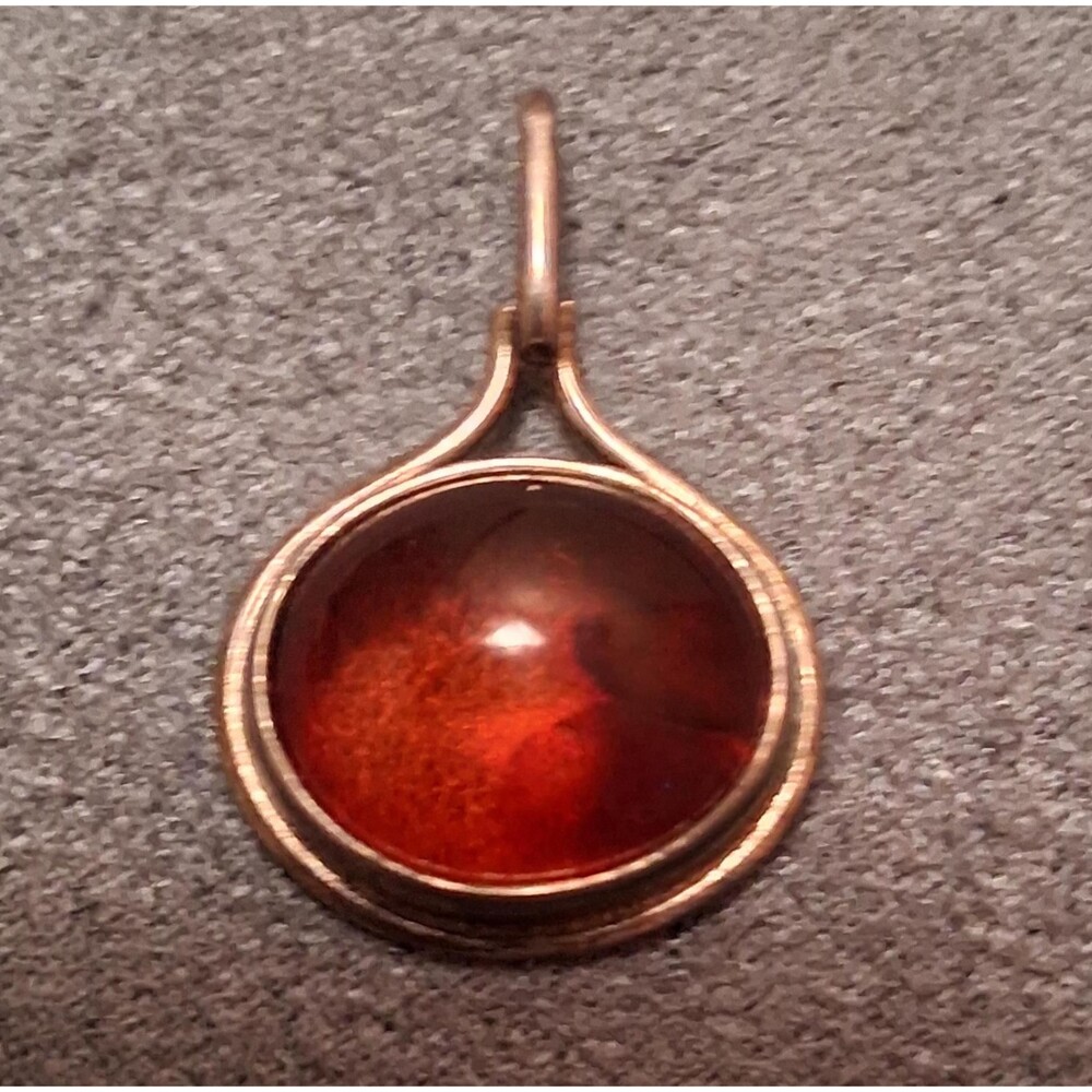 Vintage Fischland 835 Sterling Orange Stone Pendant Modernist